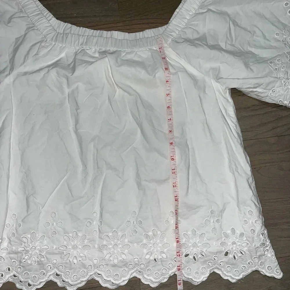 Vineyard Vines Eyelet Top Size XS White Lined Peasant Boho Summer Vacation - Picture 8 of 9